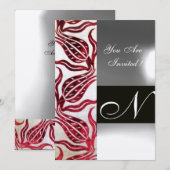 Invitation TULIPE MONOGRAMME VELVET ROUGE Bordeaux Champagne  (Devant / Derrière)