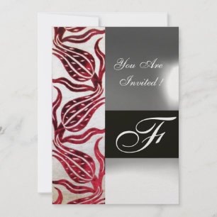 Invitation TULIPE MONOGRAMME VELVETÉE ROUGE Bourgeois Blanc G