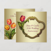 Invitation Tulipe or et rouge pour le 50e anniversaire de mar (Devant / Derrière)