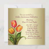 Invitation Tulipe or et rouge pour le 50e anniversaire de mar (Dos)