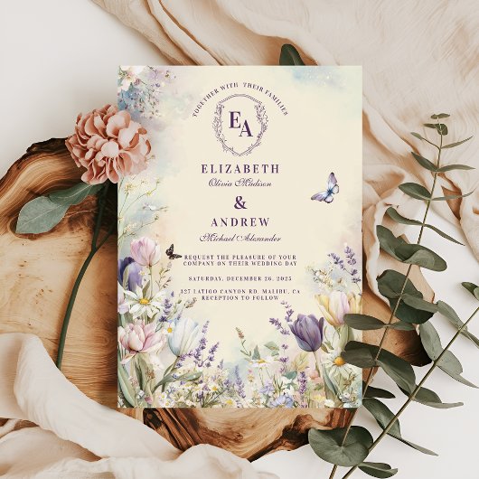 Invitation Tulipe romantique et Mariage Daisy Pastel