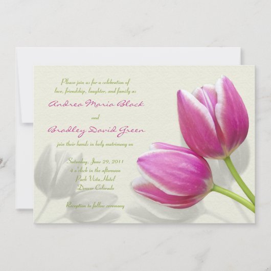 Invitation Tulipe rose (Devant)
