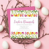 Invitation Tulipe rose colorée Brunch de Pâques