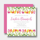 Invitation Tulipe rose colorée Brunch de Pâques