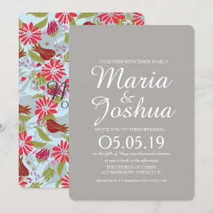 Invitation Tulipe Rose Mélange Rouge Rose Fleurie Mariage