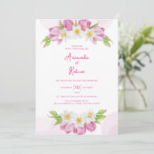 Invitation Tulipe rose moderne et Mariage floral Narcisse (Debout devant)