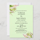 Invitation Tulipe rose pâle et verte à la menthe Moderne (Devant)