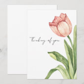 Invitation Tulipe rose seule (Devant / Derrière)