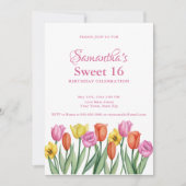 Invitation Tulipes à l'aquarelle Douze ans de douceur Anniver (Devant)