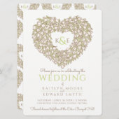 Invitation Tulipes à ressort crème tirant mariage coeur (Devant / Derrière)