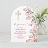 Invitation Tulipes Aquarelle Arche Confirmation (Debout devant)
