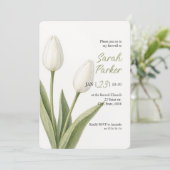 Invitation Tulipes Aquarelle Blanche Enterrement (Debout devant)