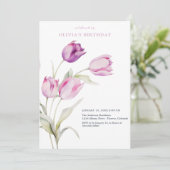 Invitation Tulipes aquarelles lilas rose violet (Debout devant)