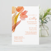 Invitation Tulipes Aquarelles Modernes Mariage orange (Debout devant)