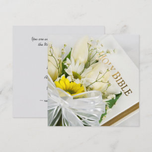 Invitation Tulipes blanches de mariage et marguerite sur la B