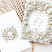 Invitation Tulipes blanches islamiques Faux Embossées