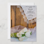 Invitation Tulipes blanches rustiques Fête des mariées de la  (Devant)