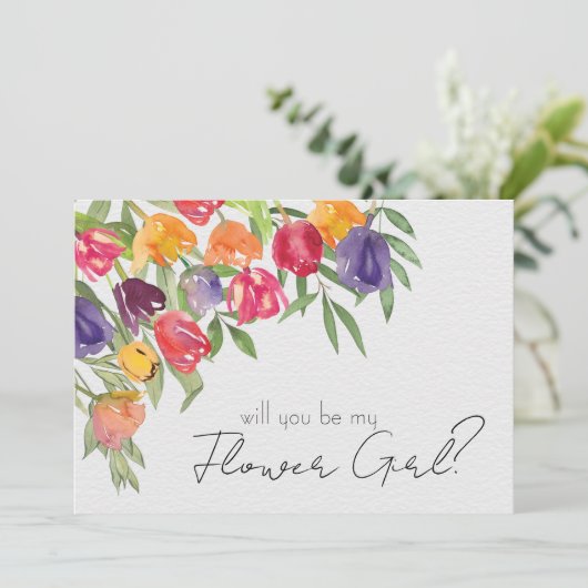 Invitation Tulipes Brillantes et Fleurs de Fille Proposition (Debout devant)