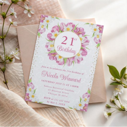 Invitation Tulipes d'aquarelle et jonquilles