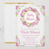 Invitation Tulipes d'aquarelle et jonquilles Baby shower de c (Devant / Derrière)