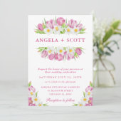 Invitation Tulipes d'aquarelle et Mariage de jonquilles (Debout devant)