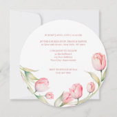 Invitation Tulipes d'aquarelle première communion ronde (Dos)
