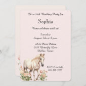 Invitation Tulipes de Cheval Blanc Rosé Bleu Anniversaire (Devant / Derrière)