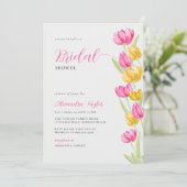 Invitation Tulipes de printemps Boho Chic rose Fête des marié (Debout devant)