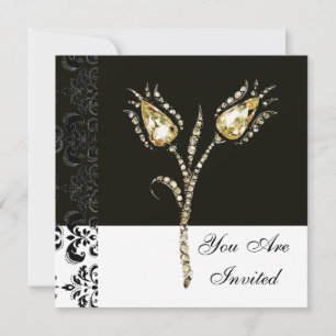 Invitation TULIPES DIAMANT , Damas noir et blanc