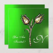 Invitation TULIPES DIAMANT MONOGRAM , Émeraude Vert (Devant / Derrière)