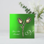 Invitation TULIPES DIAMANT MONOGRAM , Émeraude Vert (Debout devant)
