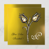 Invitation TULIPES DIAMANT MONOGRAM , Topaze jaune (Devant / Derrière)