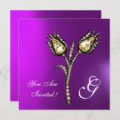 Invitation TULIPES DIAMANT MONOGRAM , Violet Pourpre (Devant / Derrière)