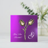 Invitation TULIPES DIAMANT MONOGRAM , Violet Pourpre (Debout devant)