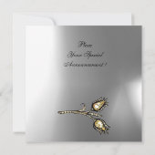 Invitation TULIPES DIAMANT MONOGRAMME ,Agate grise orange (Dos)