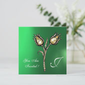 Invitation TULIPES DIAMANT MONOGRAMME ,Jade Vert (Debout devant)