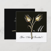 Invitation TULIPES DIAMANT MONOGRAMME, Métallic doré (Devant / Derrière)