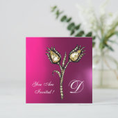 Invitation TULIPES DIAMANT MONOGRAMME ,Rose Fuchsia Violet (Debout devant)
