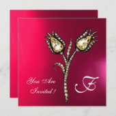 Invitation TULIPES DIAMANT MONOGRAMME ,Rose Fuchsia Violet (Devant / Derrière)