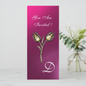 Invitation TULIPES DIAMANT MONOGRAMME , Rose Violet Améthyste (Debout devant)