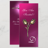 Invitation TULIPES DIAMANT MONOGRAMME , Rose Violet Améthyste (Devant / Derrière)