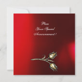 Invitation TULIPES DIAMANT MONOGRAMME ,Rouge Bourgogne Blanc (Dos)