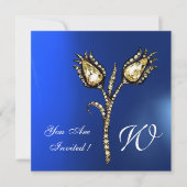 Invitation TULIPES DIAMANT MONOGRAMME , Saphir Bleu (Devant)