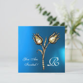 Invitation TULIPES DIAMANT MONOGRAMME , Saphir Bleu (Debout devant)