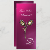 Invitation TULIPES DIAMANT MONOGRAMME , Violet Pourpre Améthy (Devant / Derrière)