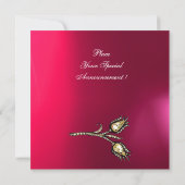 Invitation TULIPES DIAMANT MONOGRAMMÉES ,Rose Fuchsia Violet (Dos)