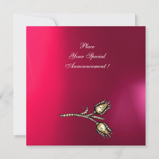Invitation TULIPES DIAMANT MONOGRAMMÉES ,Rose Fuchsia Violet (Dos)