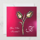 Invitation TULIPES DIAMANT MONOGRAMMÉES ,Rose Fuchsia Violet (Devant)