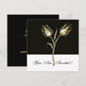 Invitation TULIPES DIAMANT, Noir et Blanc (Devant / Derrière)