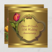 Invitation Tulipes dorées 50e anniversaire de mariage (Devant / Derrière)
